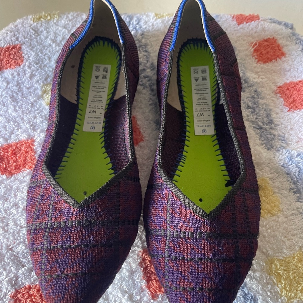 💎Rothy's Plaid Flats in Purple and Blue 2020 Limited Edition. No box